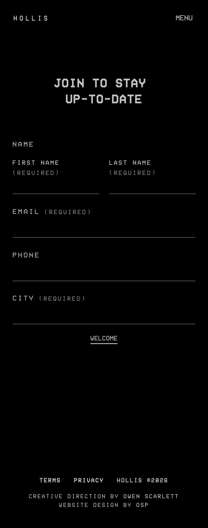 Mobile interface 4 for HOLLIS — Artist Website